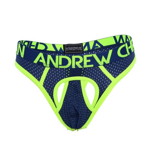 91968 Andrew Christian Sports Mesh Air Thong w/ Almost Naked Blue - Picture 1 of 3